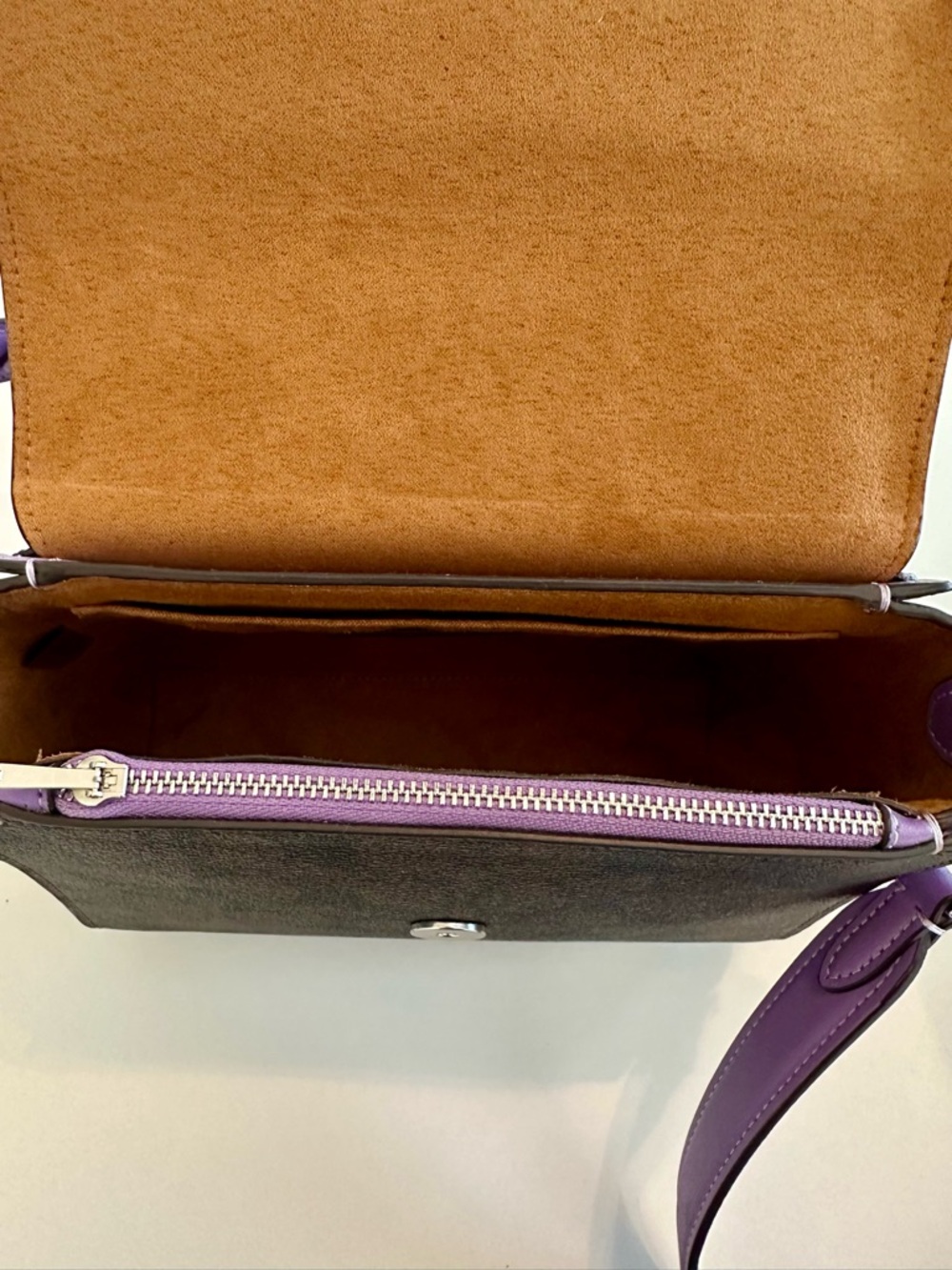 New COACH OUTLET Morgan Top Handle Satchel Purple 2way Hand Bag Shoulder rare - Picture 4 of 7